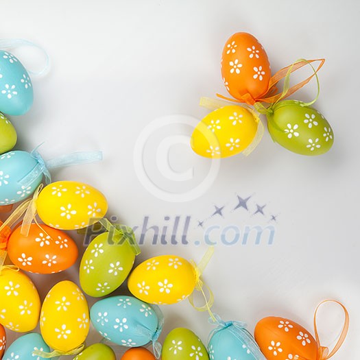 color easter eggs on white color easter eggs on white