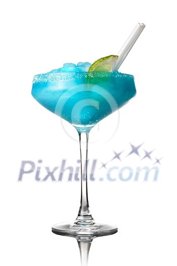blue cocktail isolated on white blue cocktail isolated on white