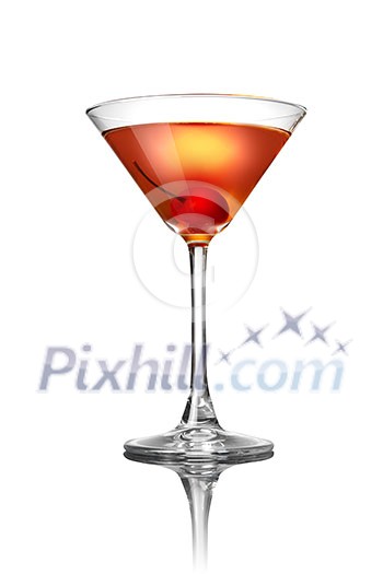 Red martini cocktail isolated on white Red martini cocktail isolated on white