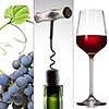 wine collage - grape, bottle with corkscrew and wineglass