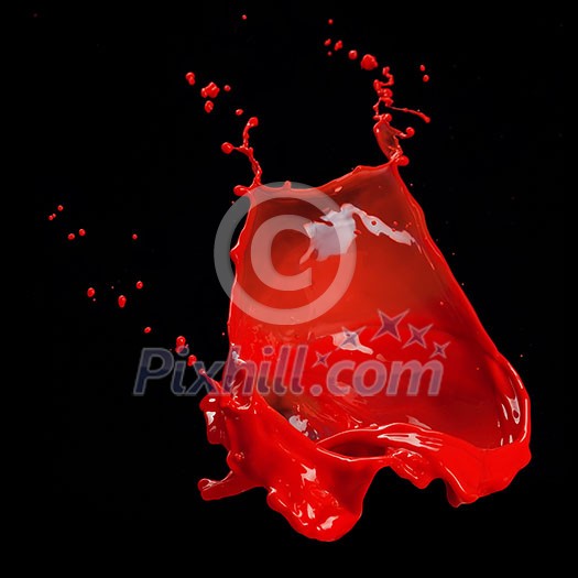 splash of red paint isolated on black background splash of red paint isolated on black background