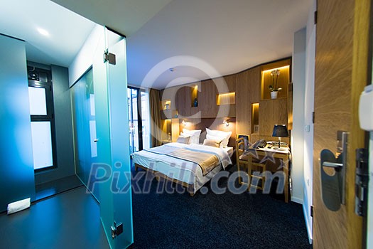 Interior of modern comfortable hotel room