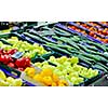 fresh fruits and vegetables in supermarket store shop