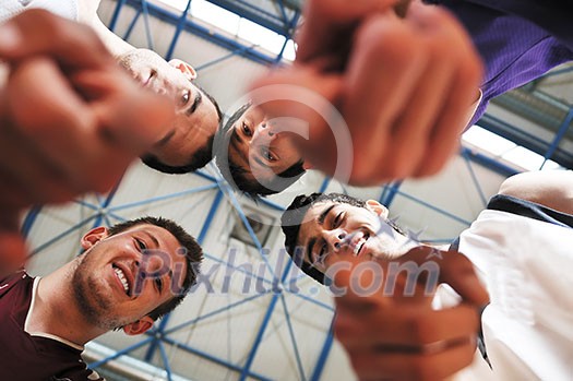basket ball players team portrait in hi-school sport gym basket ball players team portrait in hi-school sport gym