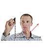 business man draw success line chart   isolated on white background  in studio