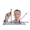 business man draw success line chart   isolated on white background  in studio