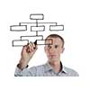business man draw organisation flow chart isolated on white background  in studio