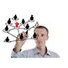 business man draw cloud computing chart on glass  isolated over  white background  in studio