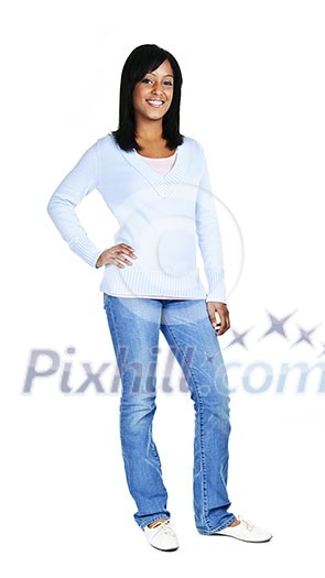 Confident black woman standing isolated on white background Confident black woman standing isolated on white background