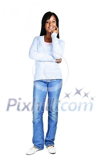 Confident black woman standing isolated on white background Confident black woman standing isolated on white background