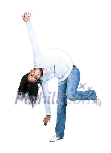 Playful black woman isolated on white background Playful black woman isolated on white background