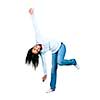 Playful black woman isolated on white background