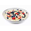 Bowl of hot oatmeal breakfast cereal with fresh berries