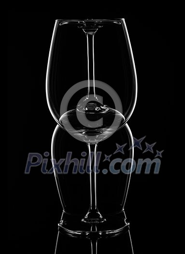 Silhouette of Wine Glasses on black background Silhouette of Wine Glasses on black background