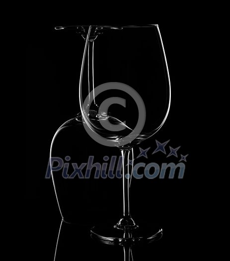 Silhouette of Wine Glasses on black background Silhouette of Wine Glasses on black background