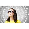Young girl teenager in sunglasses and yellow shirt