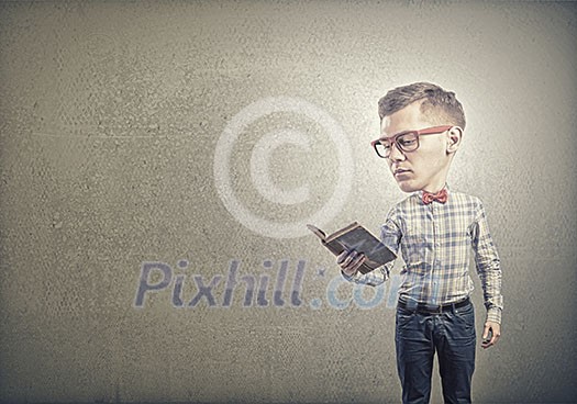 Young funny science man in red glasses Young funny science man in red glasses