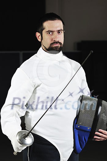 sword sport young athlete portrait at training sword sport young athlete portrait at training