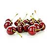 Bunch of fresh cherries on white background