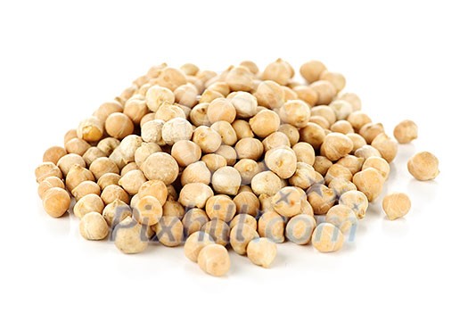 Dry raw organic chickpeas isolated on white background Dry raw organic chickpeas isolated on white background