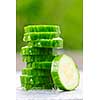 Stack of fresh organic green cucumber slices
