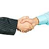 Closeup of two businessmen shaking hands in agreement