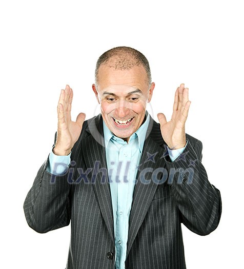 Portrait of frustrated businessman isolated on white background Portrait of frustrated businessman isolated on white background