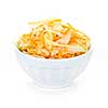 Bowl of coleslaw with shredded cabbage isolated on white background