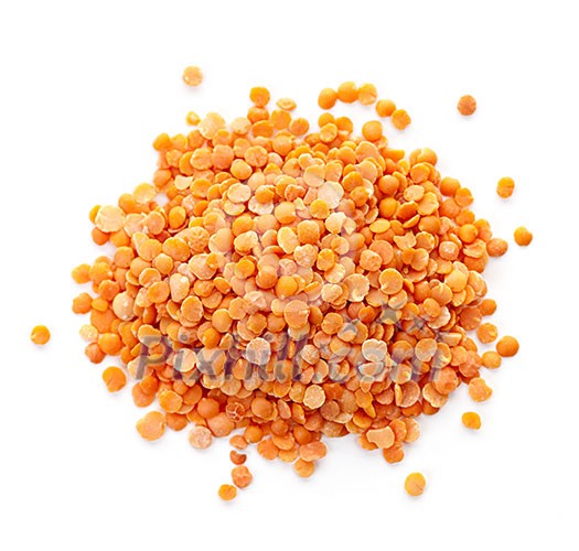Heap of raw red lentils isolated on white background Heap of raw red lentils isolated on white background