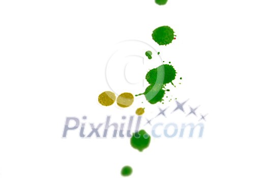 Colored splashes in abstract shape, isolated on white background Colored splashes in abstract shape, isolated on white background