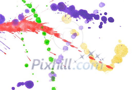 Colored splashes in abstract shape, isolated on white background Colored splashes in abstract shape, isolated on white background
