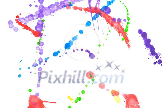 Colored splashes in abstract shape, isolated on white background Colored splashes in abstract shape, isolated on white background