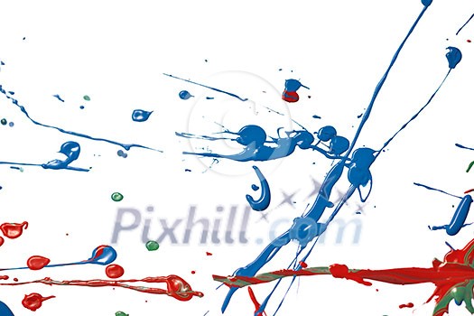 Colored splashes in abstract shape, isolated on white background Colored splashes in abstract shape, isolated on white background