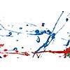 Colored splashes in abstract shape, isolated on white background