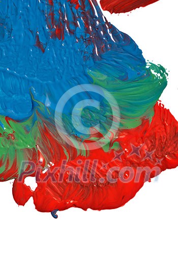 Colored splashes in abstract shape, isolated on white background Colored splashes in abstract shape, isolated on white background