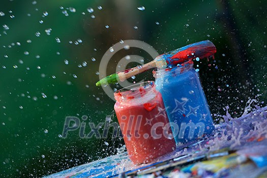 Colored splashes in abstract shape, isolated on white background Colored splashes in abstract shape, isolated on white background
