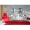 happy young couple relax at modern home living room indoor