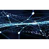 Blue virtual technology background with lines and grids