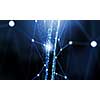 Blue virtual technology background with lines and grids