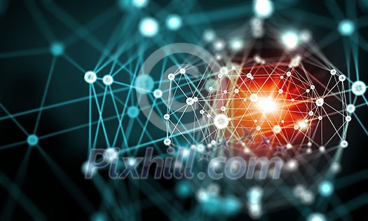 Blue virtual technology background with lines and grids Blue virtual technology background with lines and grids