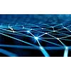 Blue virtual technology background with lines and grids