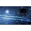 Blue virtual technology background with lines and grids