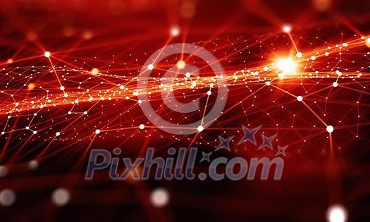 Red virtual technology background with lines and grids Red virtual technology background with lines and grids