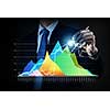 Close view of businessman drawing on screen market infographs