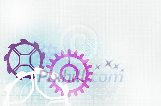 Background image with color gear mechanism on white background Background image with color gear mechanism on white background