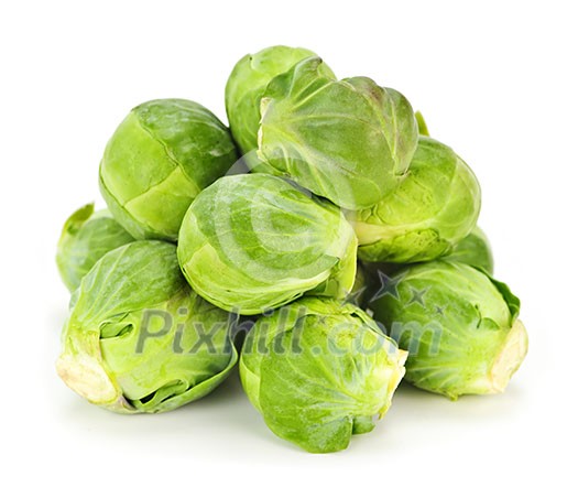 Bunch of green brussels sprouts isolated on white background Bunch of green brussels sprouts isolated on white background
