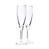 Two empty champagne flutes isolated on white background