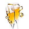 Two full champagne flutes with sparkling wine and ribbon isolated