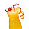 Glass of orange juice drink in hurricane cocktail glass
