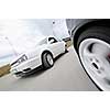 Fast car moving with motion blur